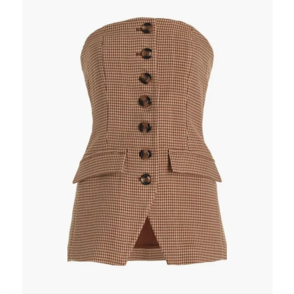 Favorite Daughter - The Phoebe Checked Bustier Top - Brown - US 12 -